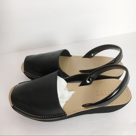 Kenneth Cole Size 7 Black Platform Wedges Slingback Slip On‎ Open Toe Sandals - Picture 4 of 14